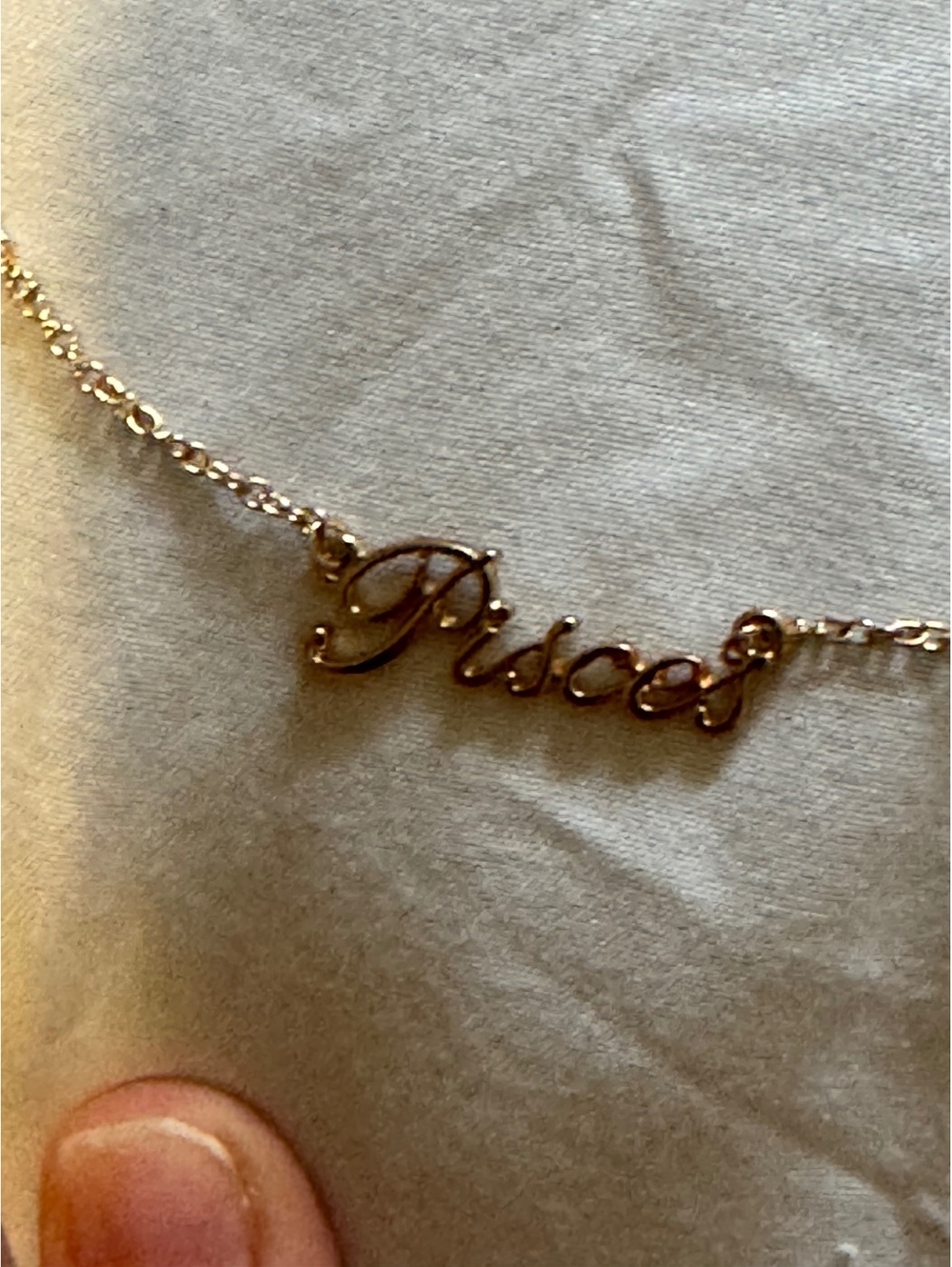 Vintage Gold "Pisces" Zodiac Nameplate Necklace